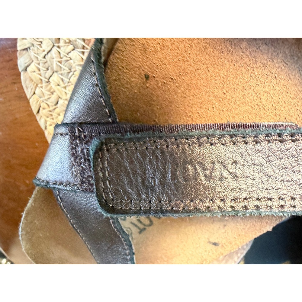 Naot‎ Radiant Copper Metallic Leather Wedge Sandals EU 40 US 9 Hook Loop Strappy - Picture 5 of 9